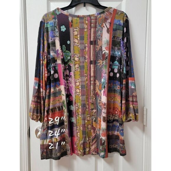 Johnny Was Patchwork Puff-Sleeve Top 1X - Picture 4 of 10